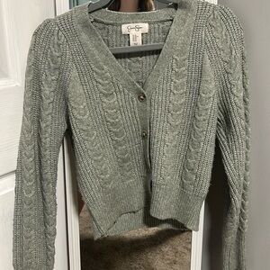 Jessica Simpson v neck sweater. Sage green
